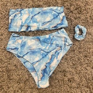 cute suit with scrunchie